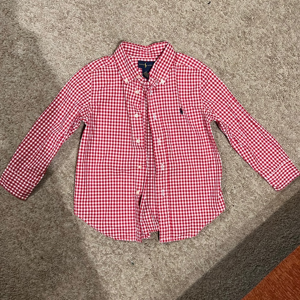 Polo Ralph Lauren Boys Size 4 Plaid Red Shirt